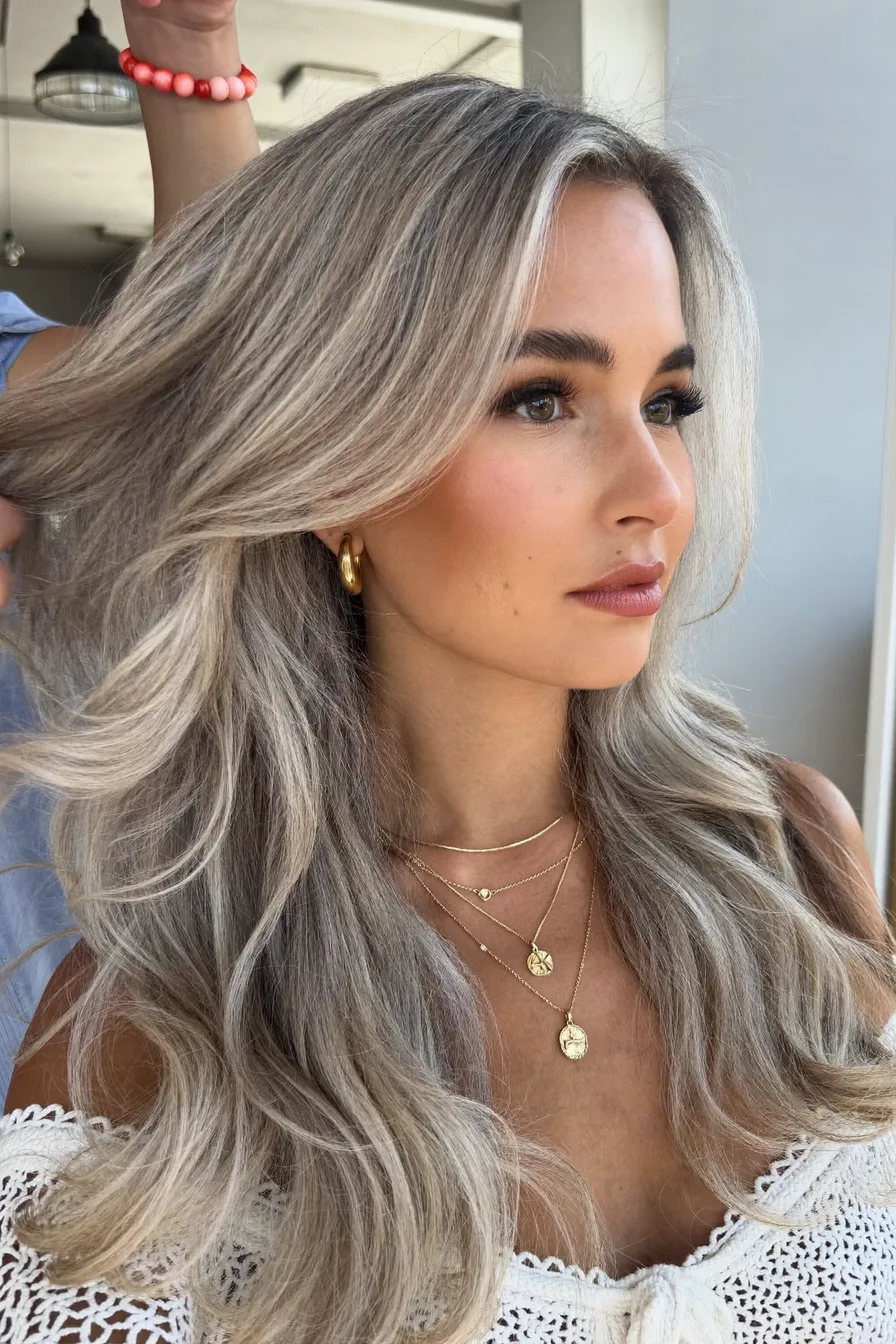 Soft Face-Framing Ash Blonde Long Layered Haircut Idea