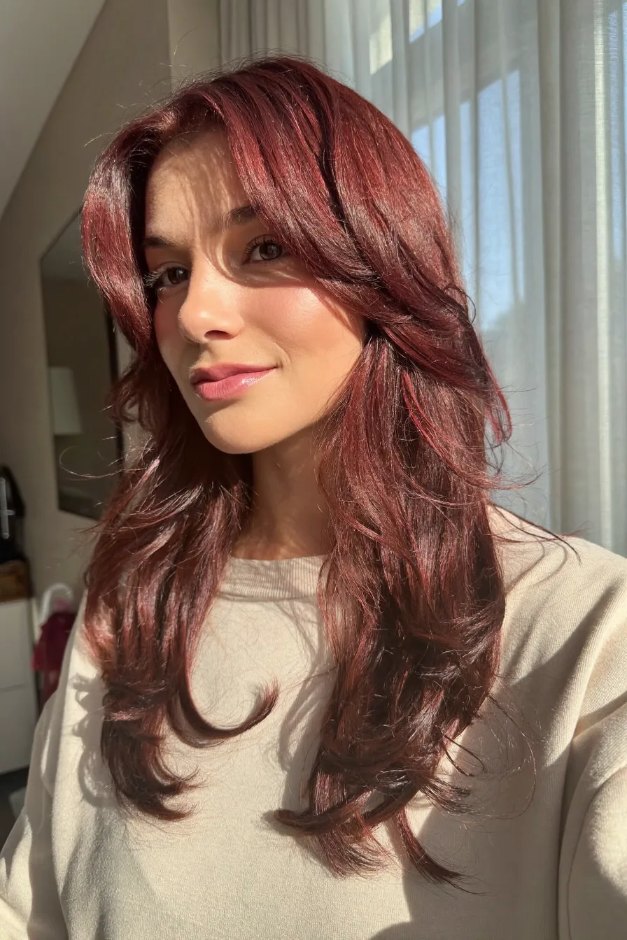 25 Rich Auburn Red Long Layered Haircuts