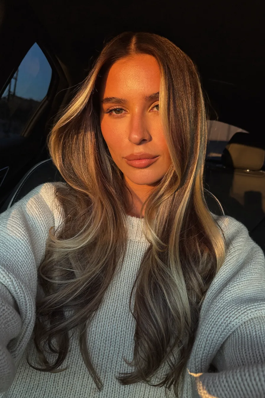 Face-Framing Balayage Blonde Long Layered Hair With Voluminous Waves