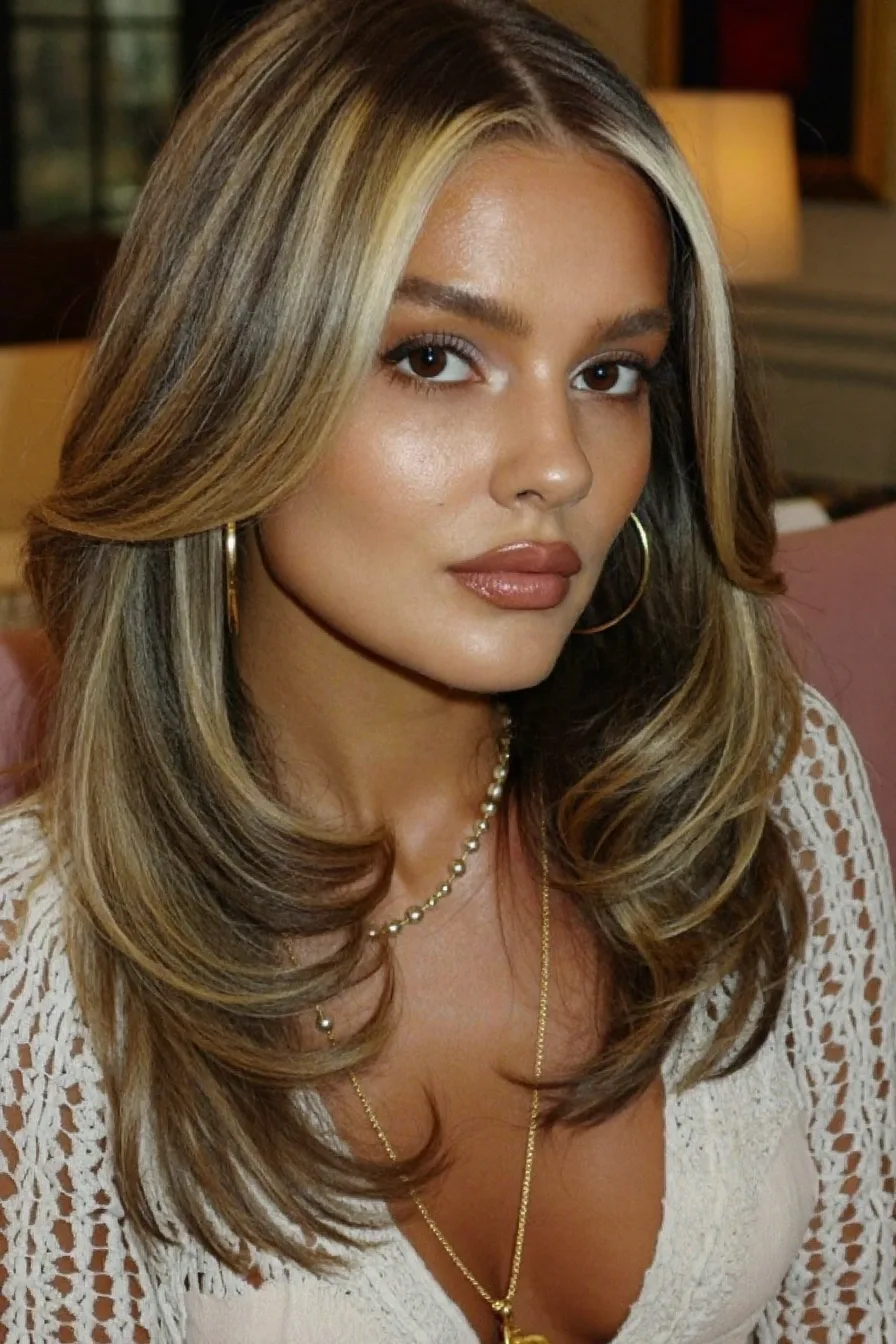 Face-Framing Balayage Blonde Long Layered Haircut with Soft Volume