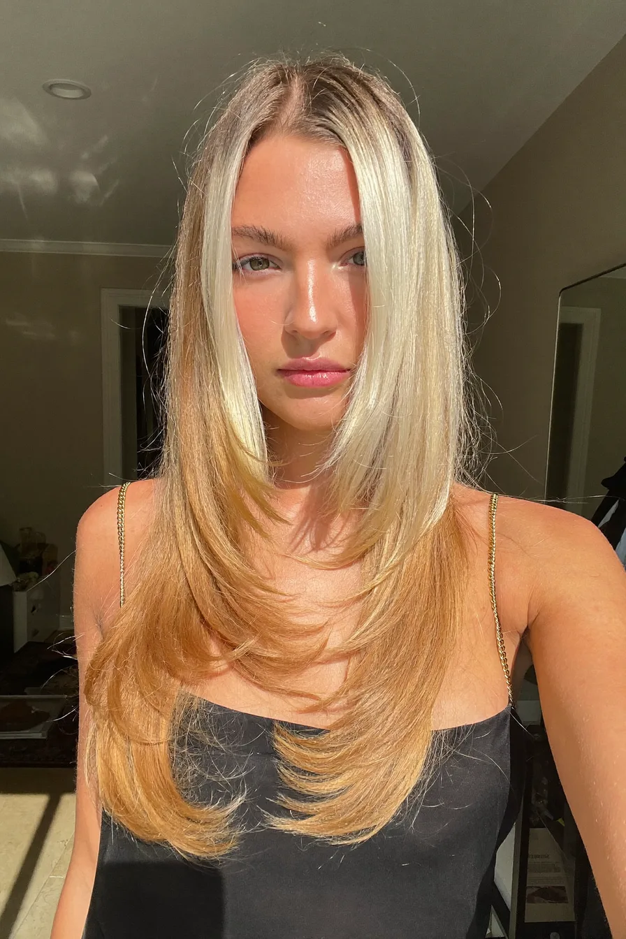 Face-Framing Balayage Blonde Long Layered Haircut With Soft Ends