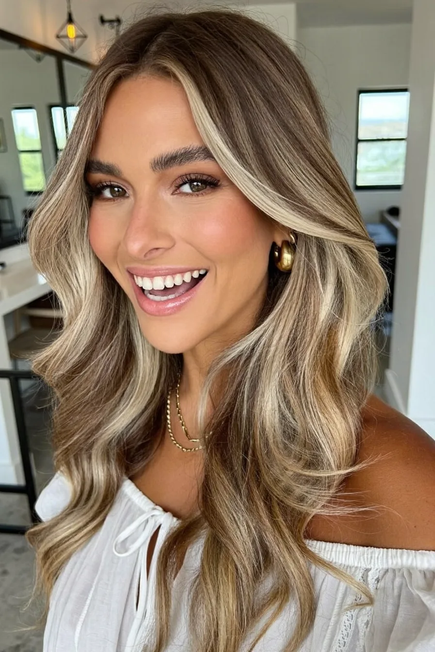Sun-Kissed Balayage Blonde Long Layered Waves for Effortless Glam