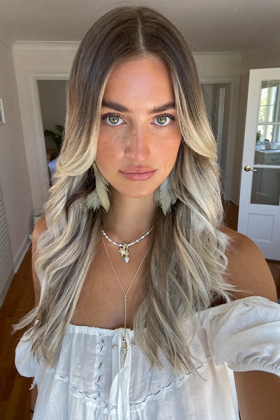 Soft Face-Framing Balayage Blonde Long Layered Waves