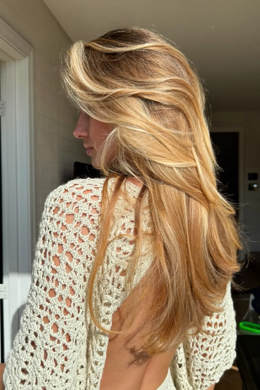 Voluminous Extra-Long Layered Cut with Face-Framing Highlights