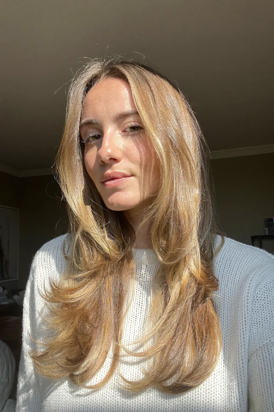 Soft Volume Long Layered Hairstyle with Effortless Curtain Bangs