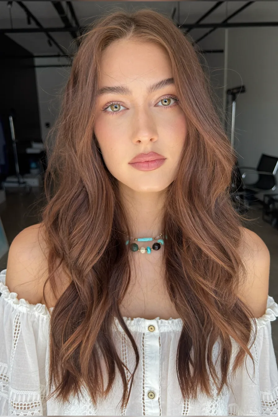 Soft Waves with Face-Framing Layers on Long Layered Hair