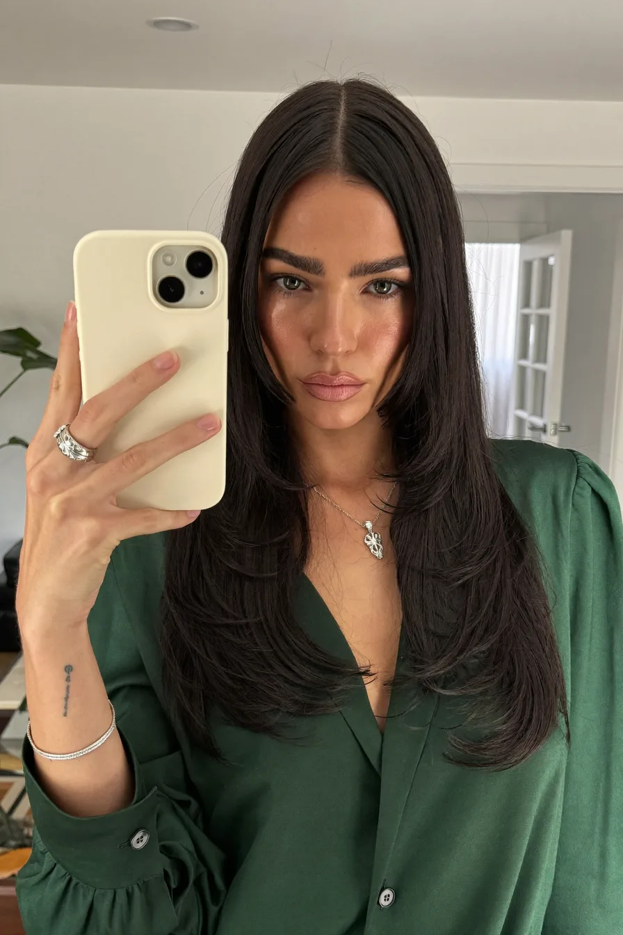 Sleek Long Layered Haircut with Soft Face-Framing Layers
