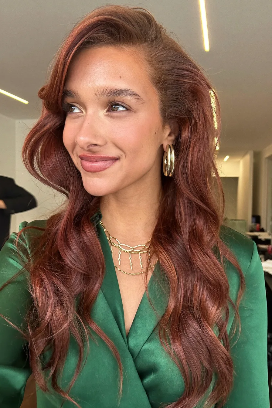 Voluminous Long Layered Cut with Flowing Side-Swept Bangs