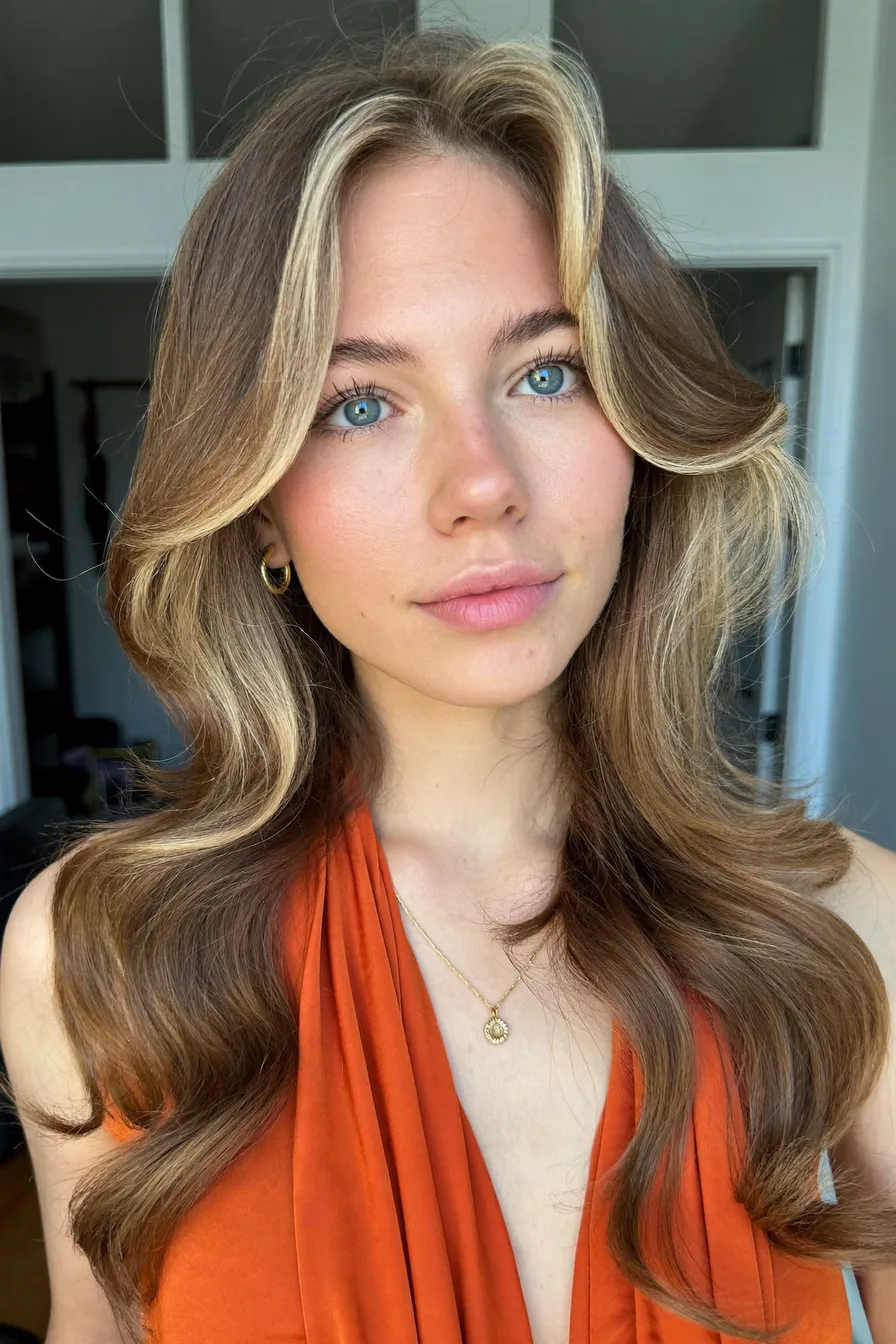 Voluminous Mid-Back Length Layered Haircut with Face-Framing Waves