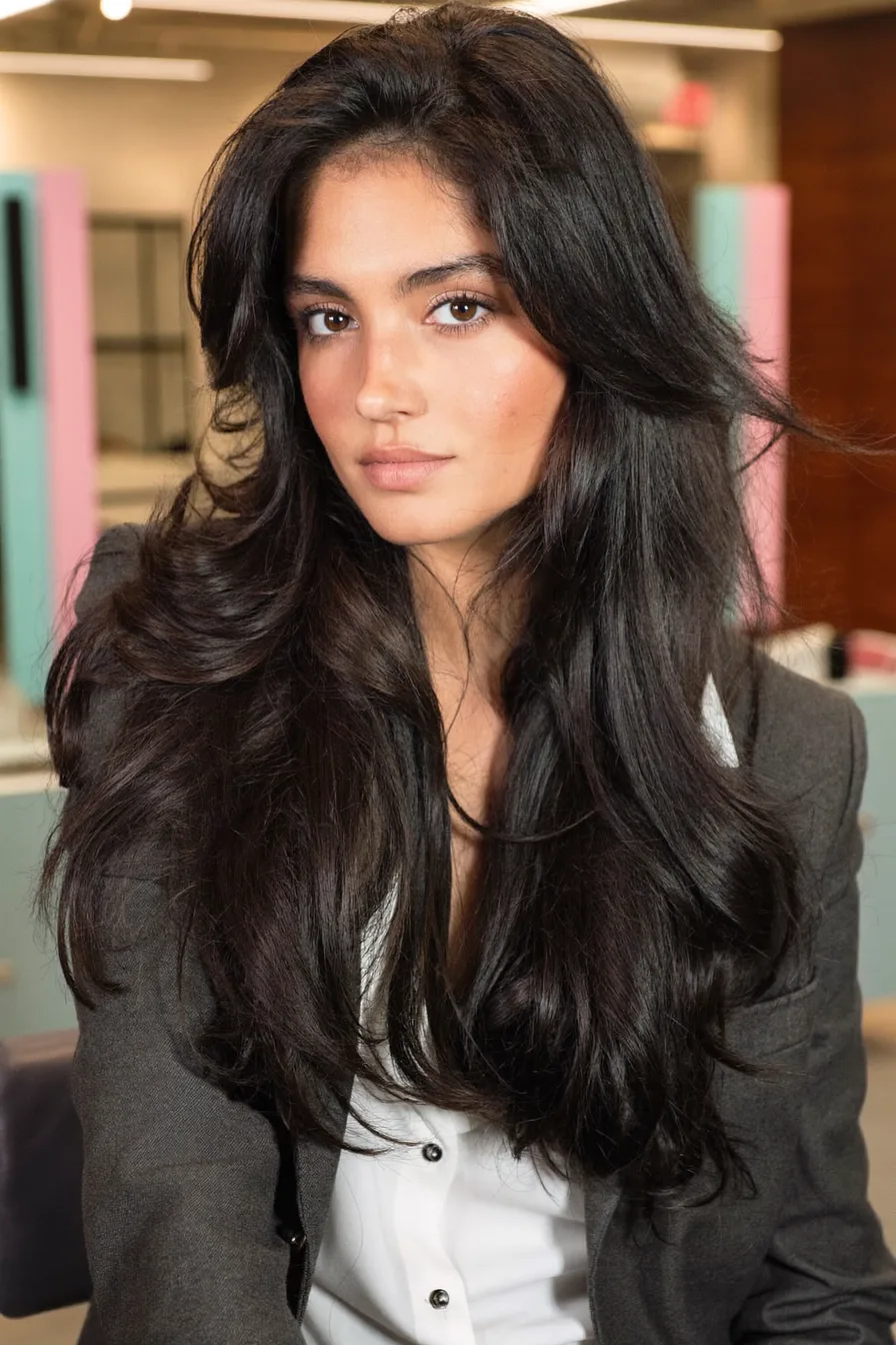 Soft and Voluminous Mid-Back Length Layered Haircut for Movement