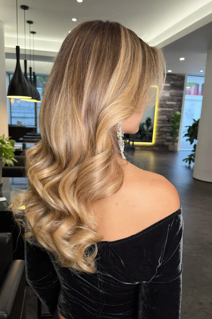 Glamorous Layered Balayage Blonde Waves for Shoulder-Length Hair