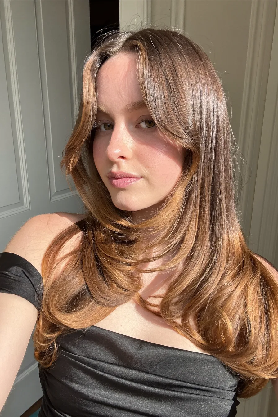 Face-Framing Layers for Chestnut Brown Shoulder-Length Hair