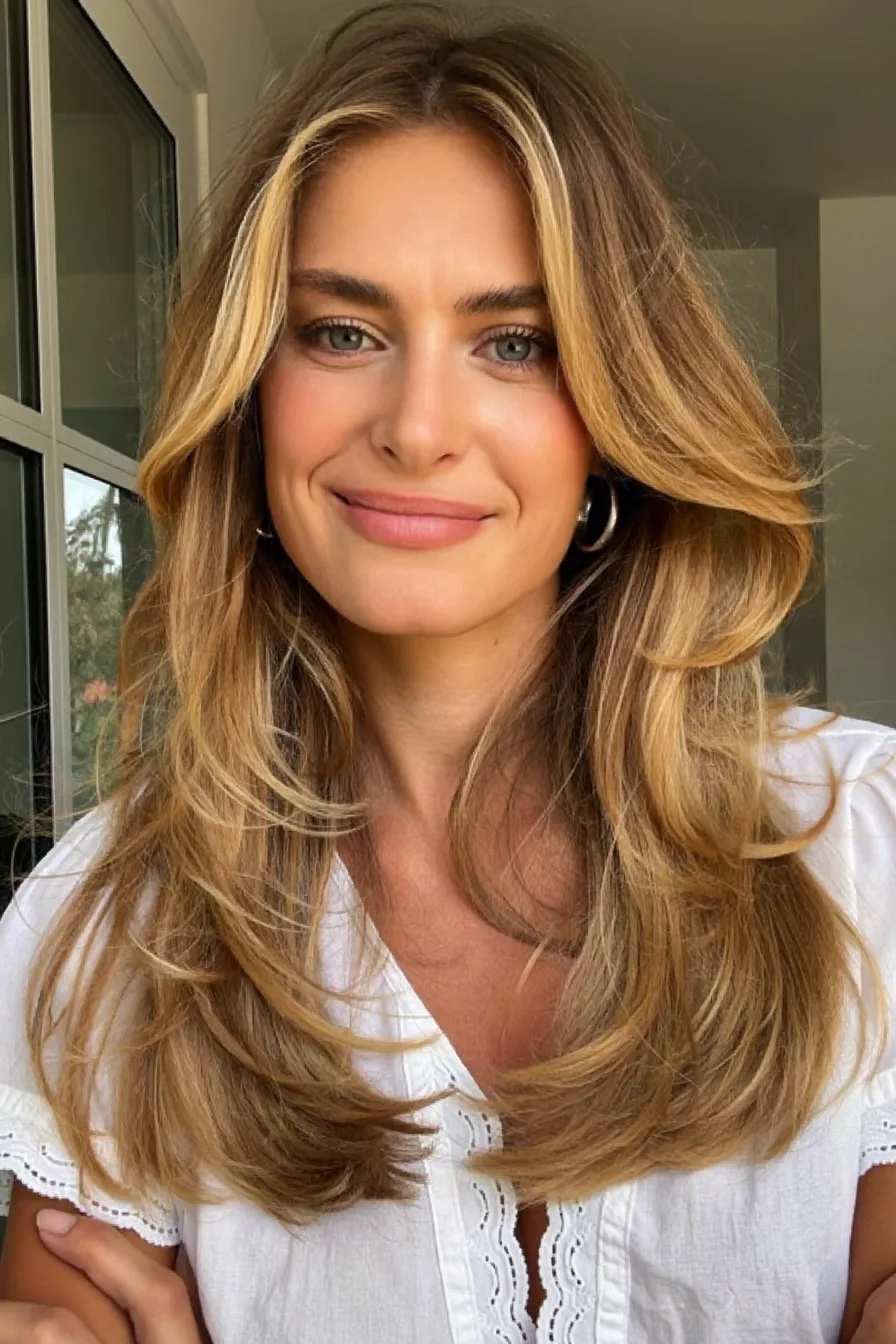 Voluminous Shoulder-Length Layered Haircut With Soft Face-Framing Layers