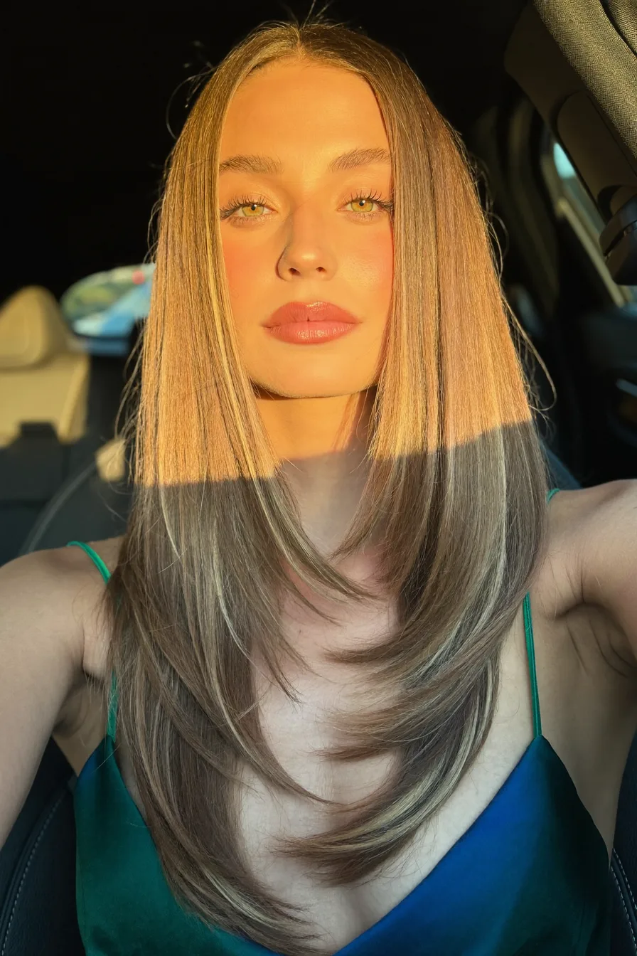 Glossy Face-Framing Straight Long Layered Haircut Perfection