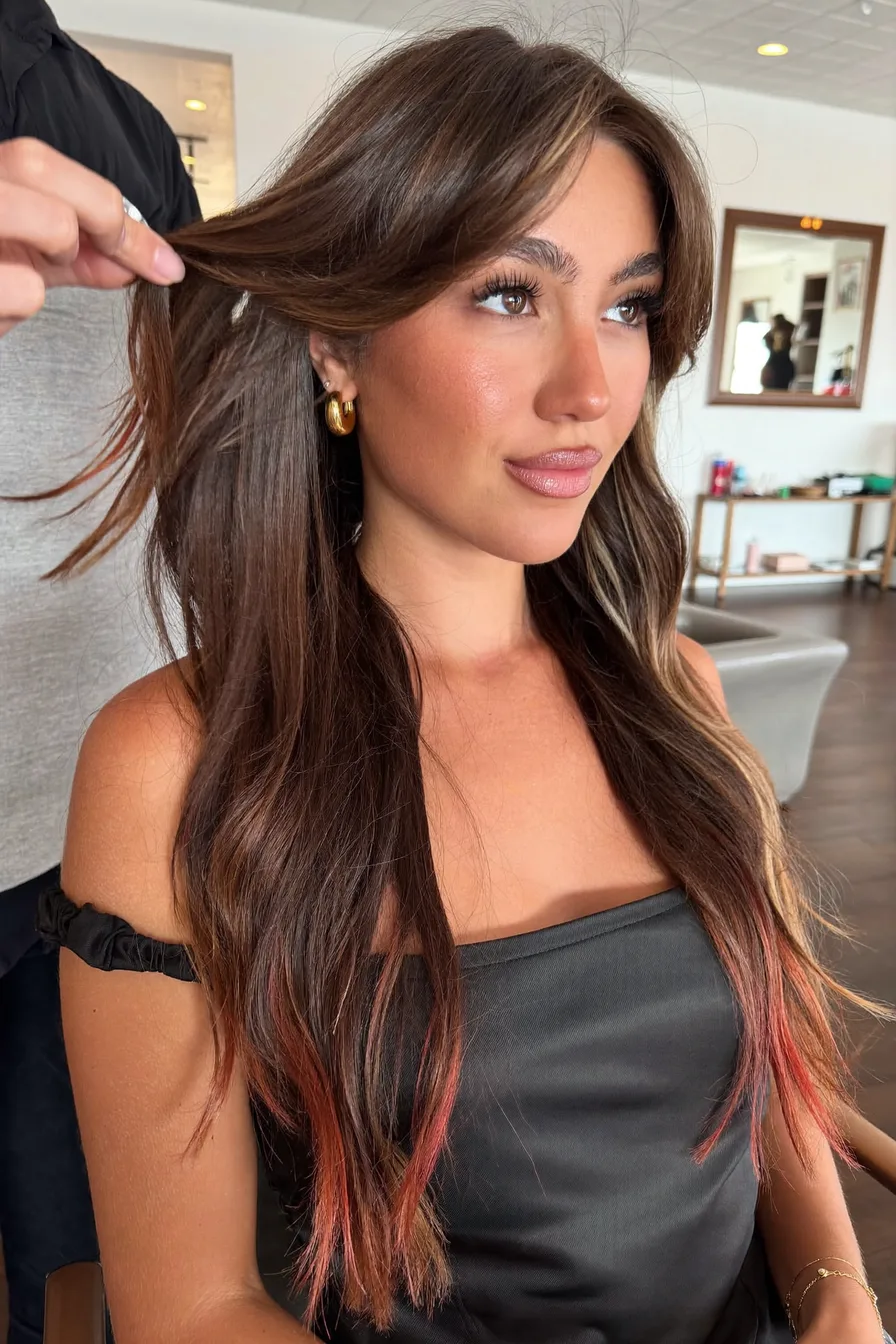 Modern Face-Framing Straight Long Layered Haircut with Soft Bangs