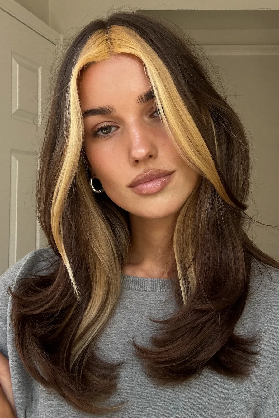 Modern Straight Long Layered Cut with Face-Framing Highlights