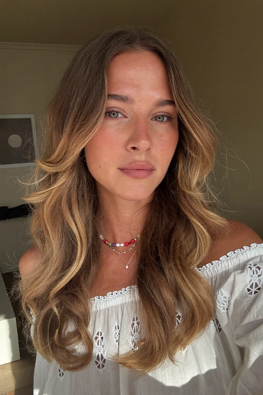 Sun-Kissed Balayage Blonde Wavy Long Layered Hairstyle Perfection