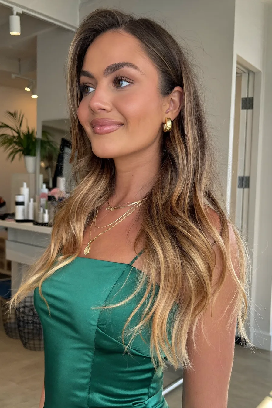 Dimensional Wavy Balayage Brunette Long Layered Hair Perfection