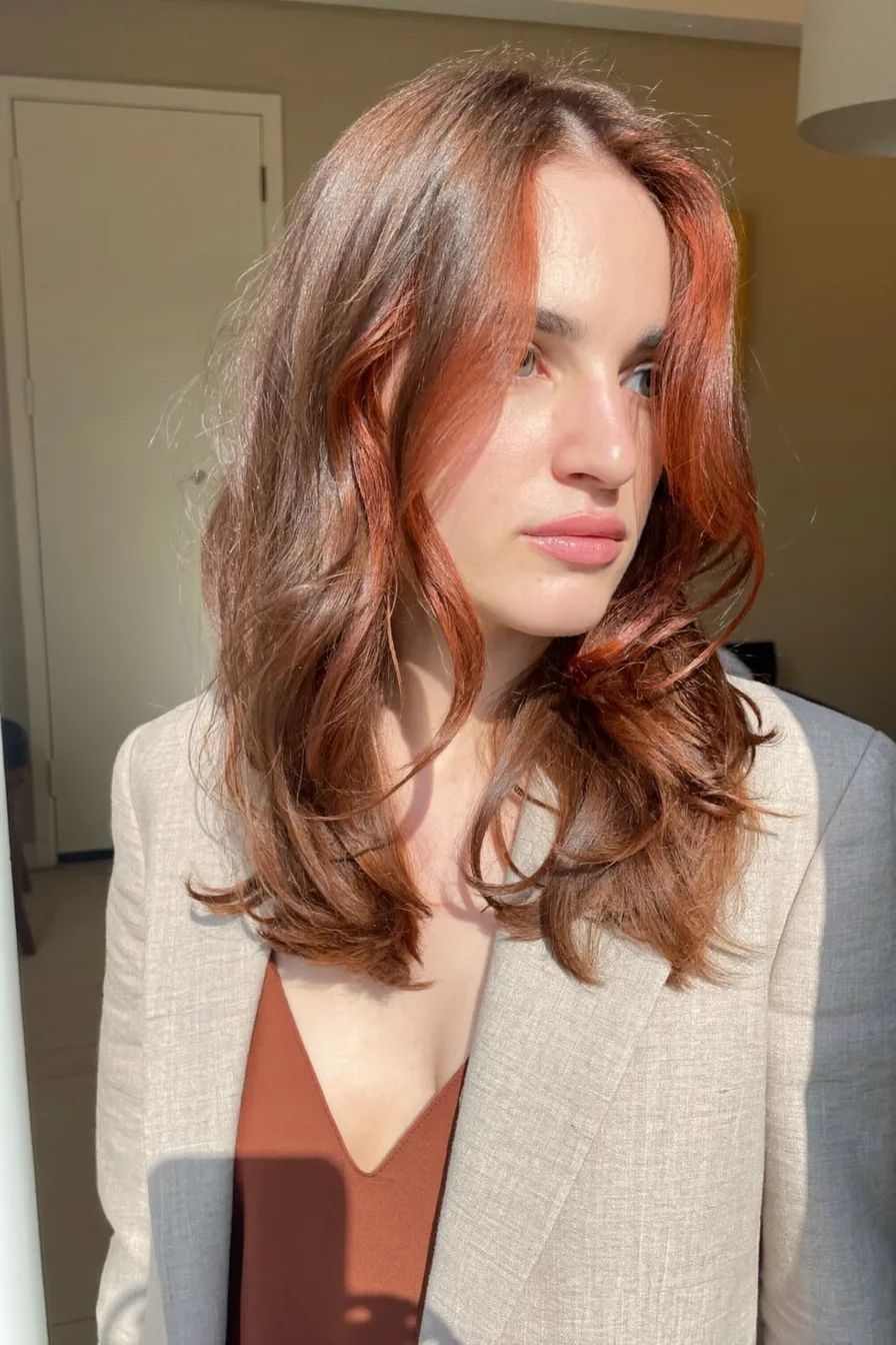 Modern Chestnut Brown Wavy Long Layered Hair With Face-Framing Layers