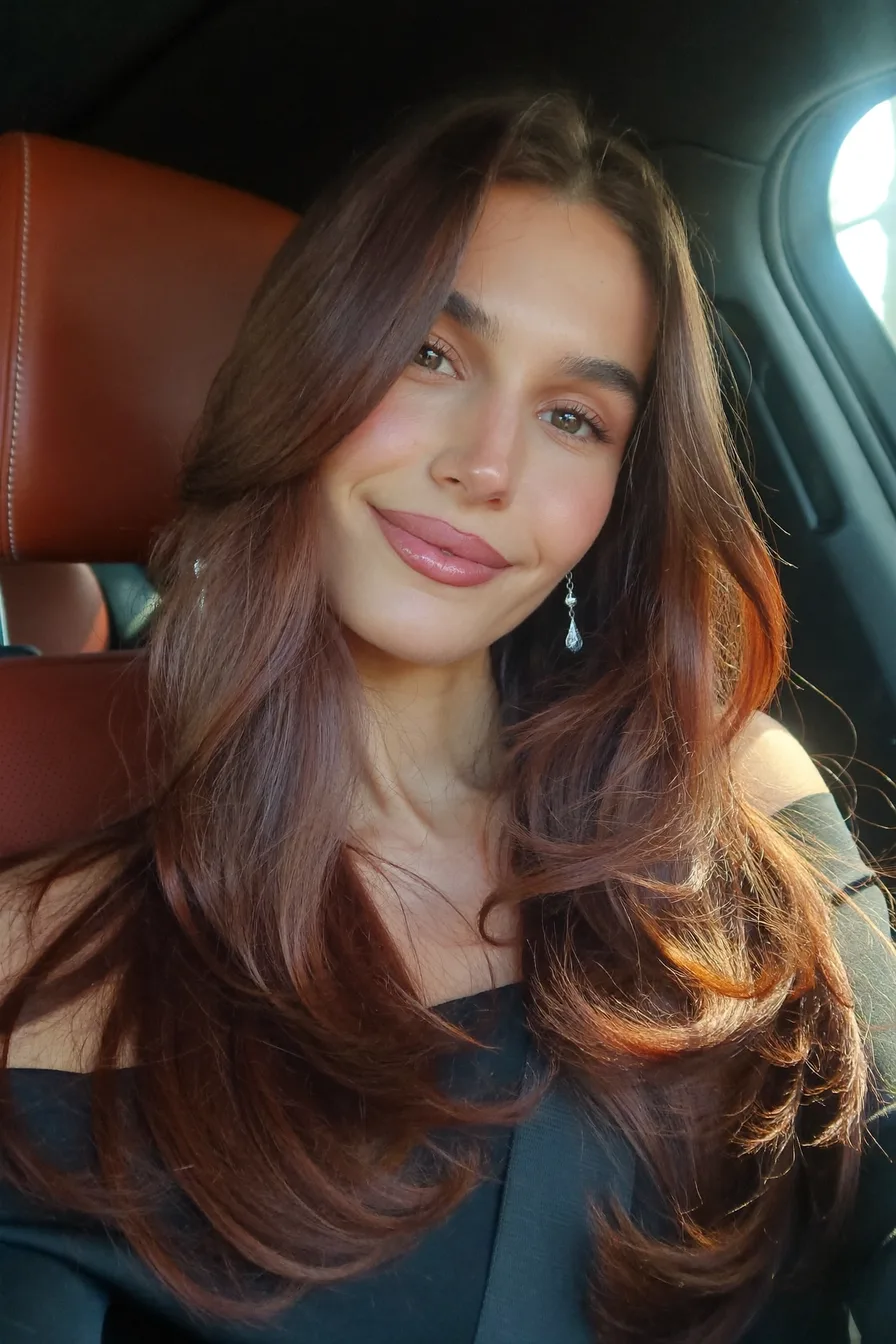Soft Brunette Wavy Long Layered Haircut for Effortless Volume